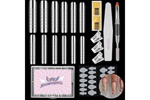 BOMOQING 120 PCS Dual Nail Forms with 100 PCS Nail Forms for Gel Nail Poly 24 PCS Duet System Forms, Full Cover Long Coffin Nail Forms for Builder Gel Nail Art Design Salon&DIY/042