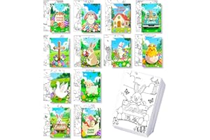 12 Packs Easter Pre Drawn Canvas to Paint - 5x7 in Pre Printed Canvas Boards, Pre Stretched Outline Painting Kits for Beginne