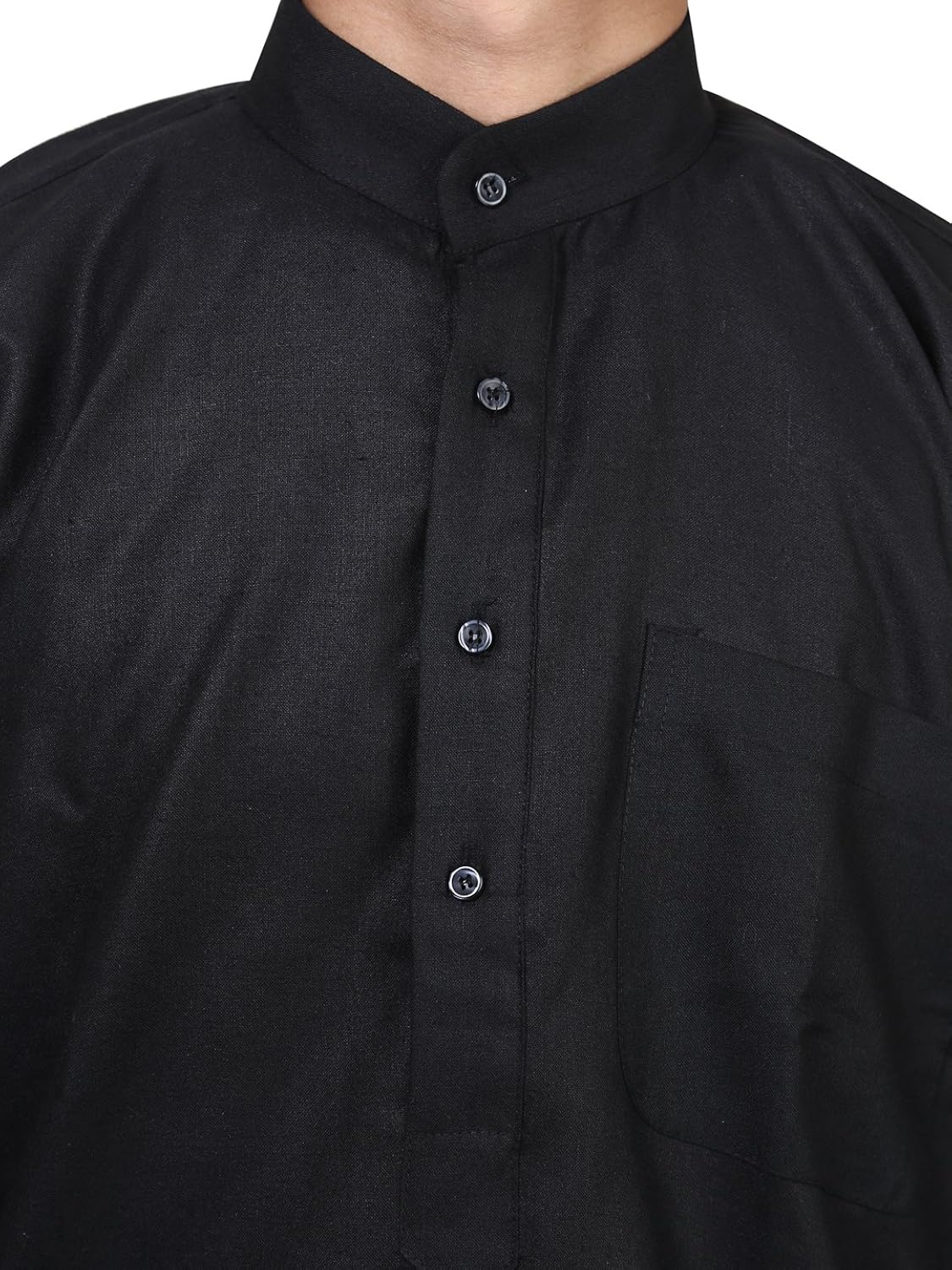 sojanya (since 1958) men's black cotton linen kurta pyjama
