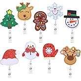 9 Pcs Christmas Holiday Badge Reels Retractable Badge Holder Nurses ID Badge Clip Christmas Tree Snowman Elk Gingerbread Man ID Badge Holder Decorative for Student Teacher (Christmas Style)