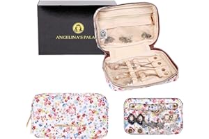 Angelina's Palace Small Waterproof Jewelry Organizer Case Vegan Leather Travel Storage Bag Bridesmaid Gifts for Necklace Earr