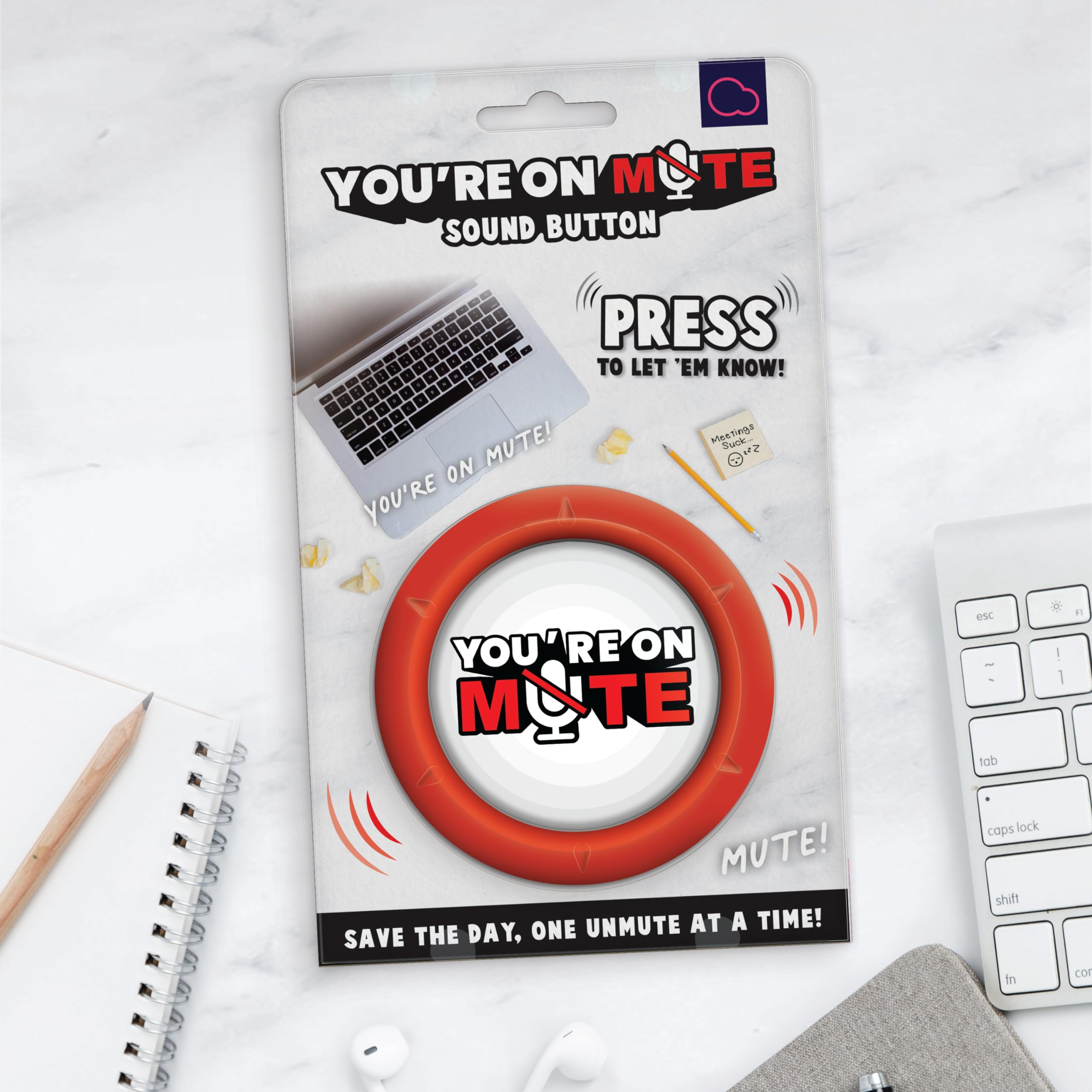 Bubblegum Stuff- You're On Mute Sound Machine, Sound Button - Prank Stuff, Joke Items, Push Button, Buzzer Button - Funny Office Gadgets - Funny Prank Sounds