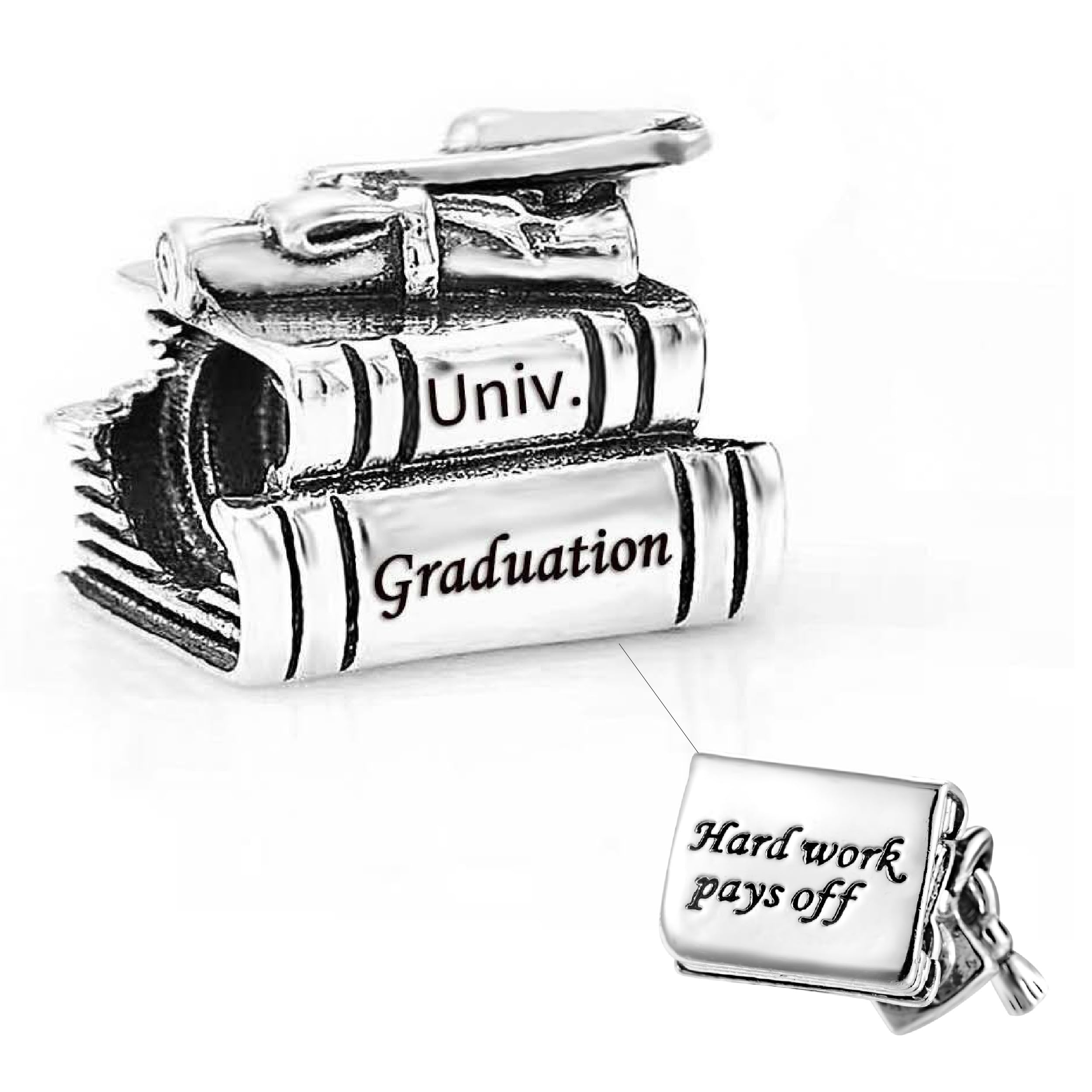 Bachelor Degree Graduation Celebration Charm fits Pandora Bracelets Birthday Jewellery Bead Gift for Women Sister Friends Granddaughter Student Daughter Family