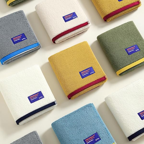 QAXOPL OVERSIZED BATH TOWEL SETS 100% COTTON SOFT & HIGHLY ABSORBENT SILK HEMMING TOWELS SET WITH 2 BATH TOWELS, 2 HAND TOWELS, 2 WASH CLOTHS FOR BATHROOM, GYM, SPA, HOTEL, 6 PACK,SKY BLUE