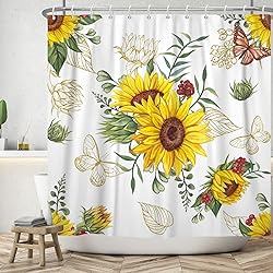 AWERT Vibrant Sunflower Shower Curtain for