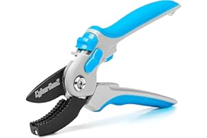 CyberGenZ Anvil Pruning Shears - 8" Garden Shears Pruning, Heavy Duty Garden Clippers Handheld with Blue Adjustable Grip, Gardening Pruners Tool for Trimming Plant, Cutting flowers, Cut Up to 3/4"