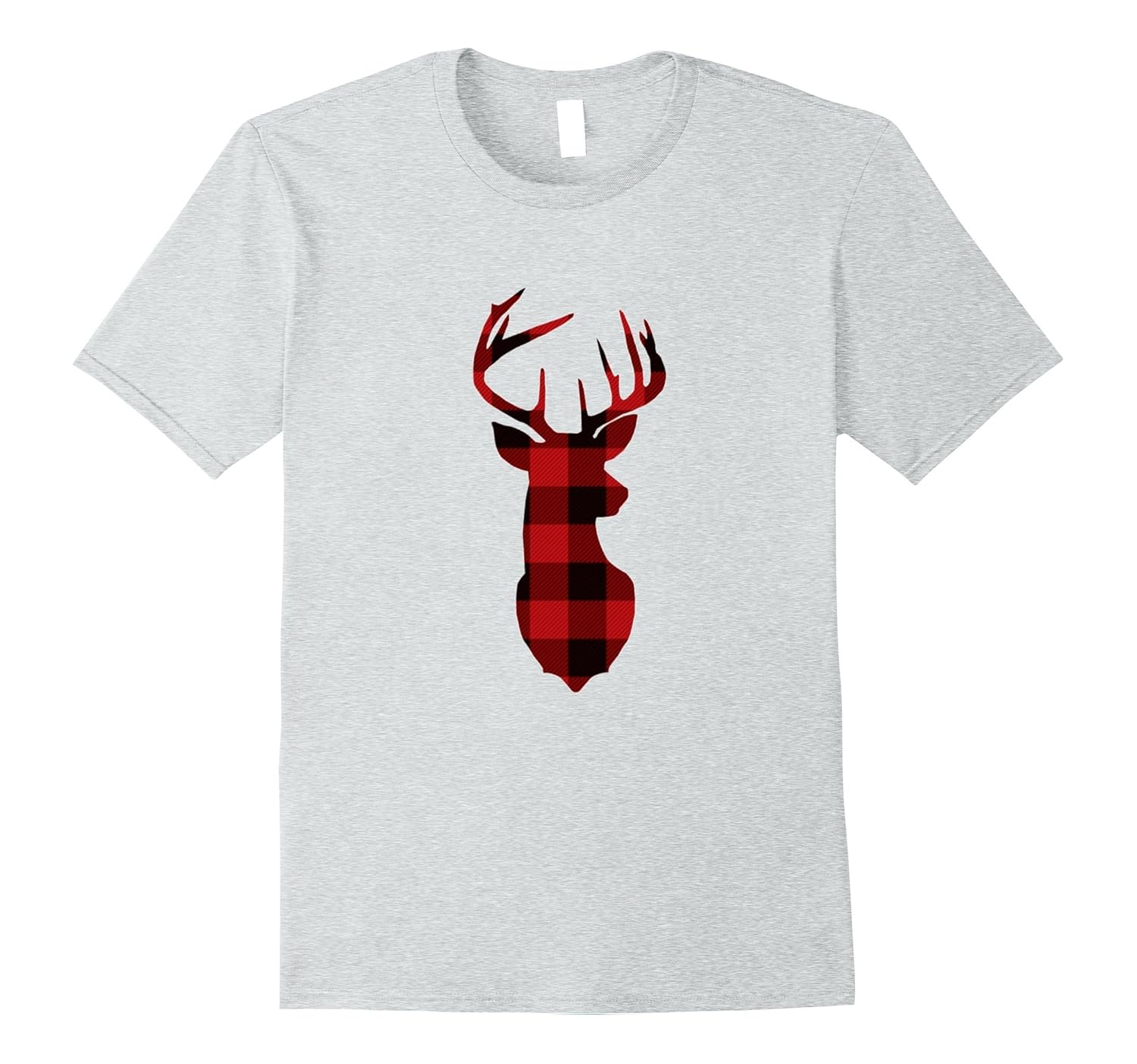 PLAID DEER CHRISTMAS TEE-Rose