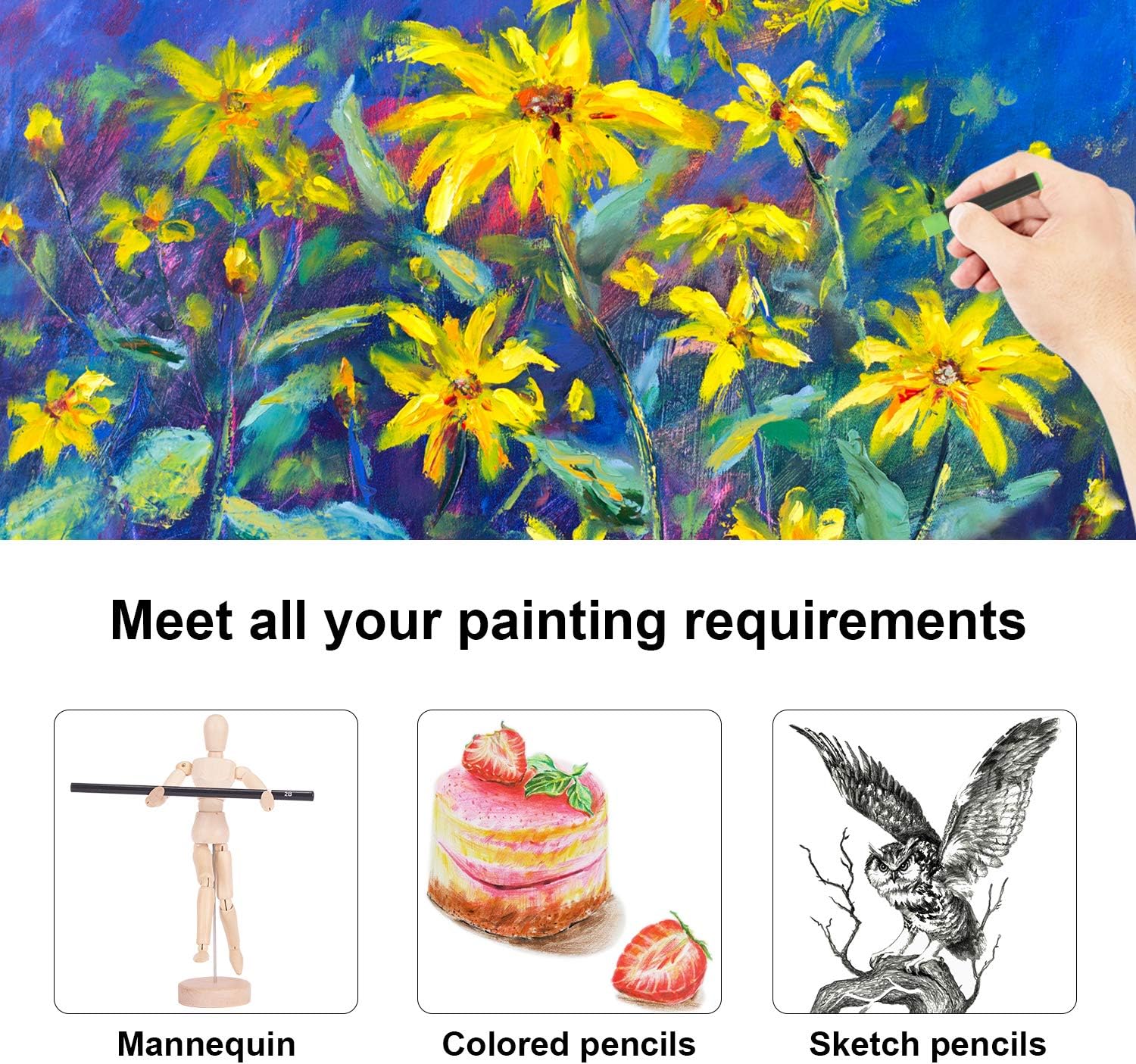 93 Piece Professional Art Set，Drawing kit，Colored Pencils, and Oil Pastels in Wooden Box, Art Supplies for Kids, Teens and Adults