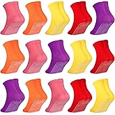 SkiBeaut 15 Pairs Toddler Socks, Kids Gripper Non Slip Toddlers Boy Girls Anti Skid Socks for 1-10 Years