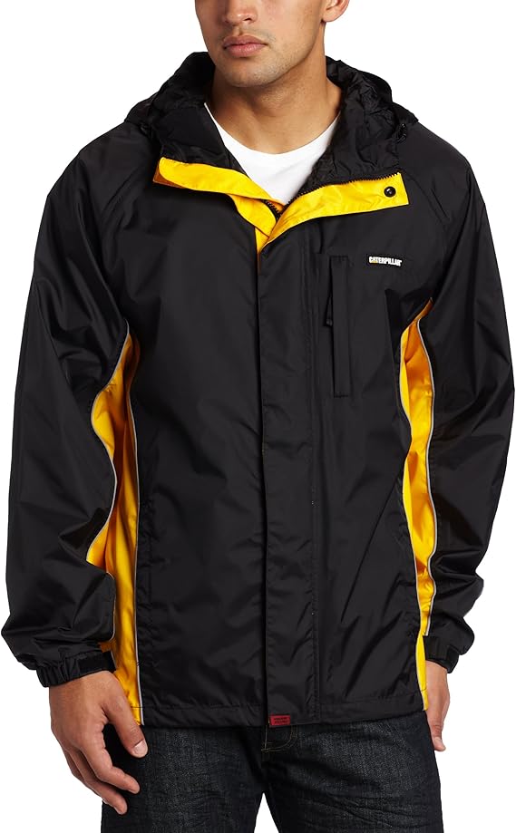 Caterpillar Men's Packable Rain Jacket, color negro, talla Large