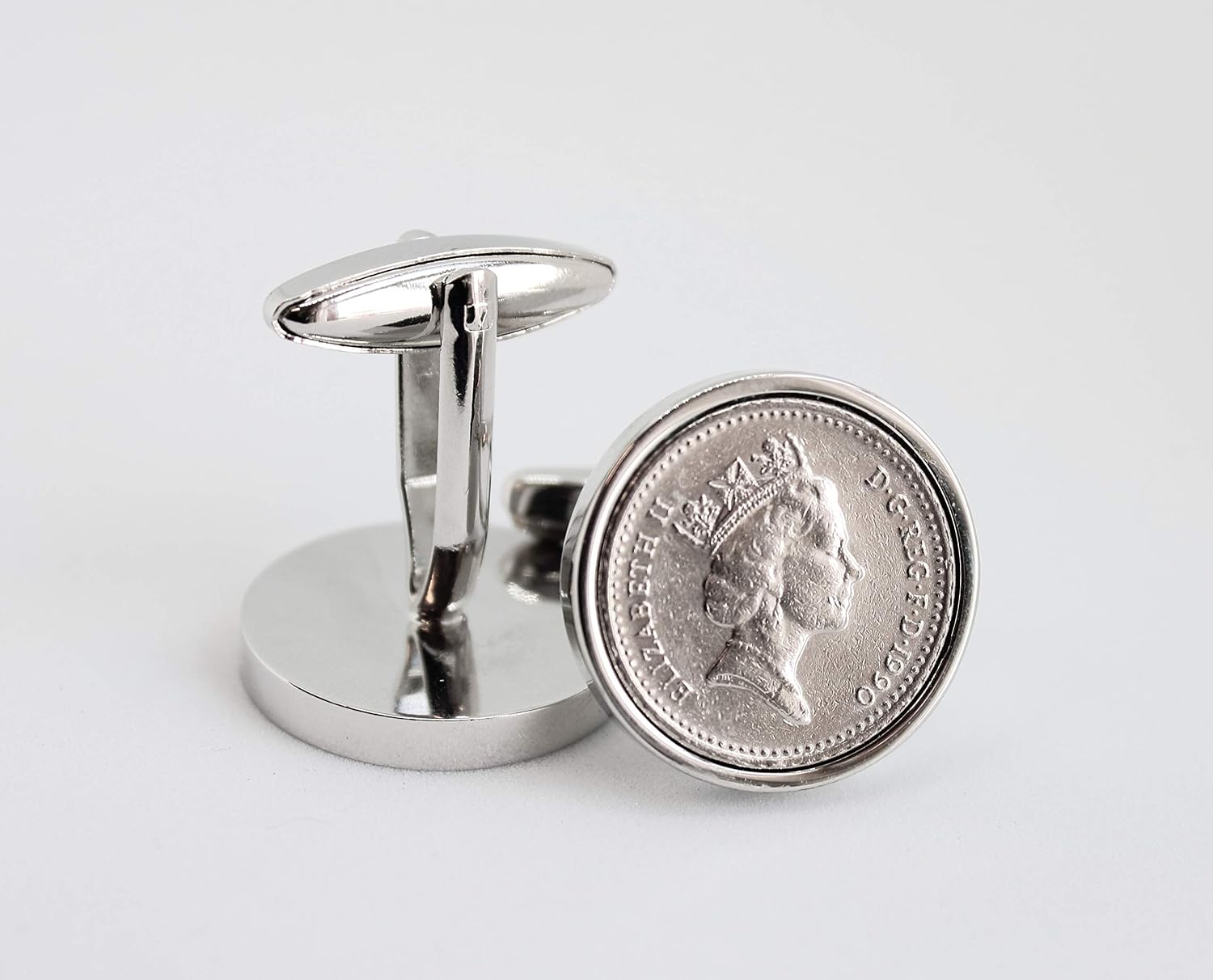 birthday cufflinks 1990 Wear or Gift a Piece of History - Genuine 1990 Coin - Image 3