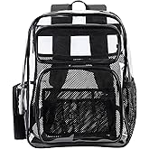 BORMELUN Heavy Duty Clear Backpack - Transparent School Bookbag for Boys, Girls, Men & Women