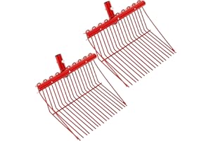 Tandefio 2 Pack Manure Fork Replacement Head Metal Pitchfork Horse Manure Rake Garden Pitch Fork Replacement Head with Angled Tines for Horse Stall Poop Picking up(Red)