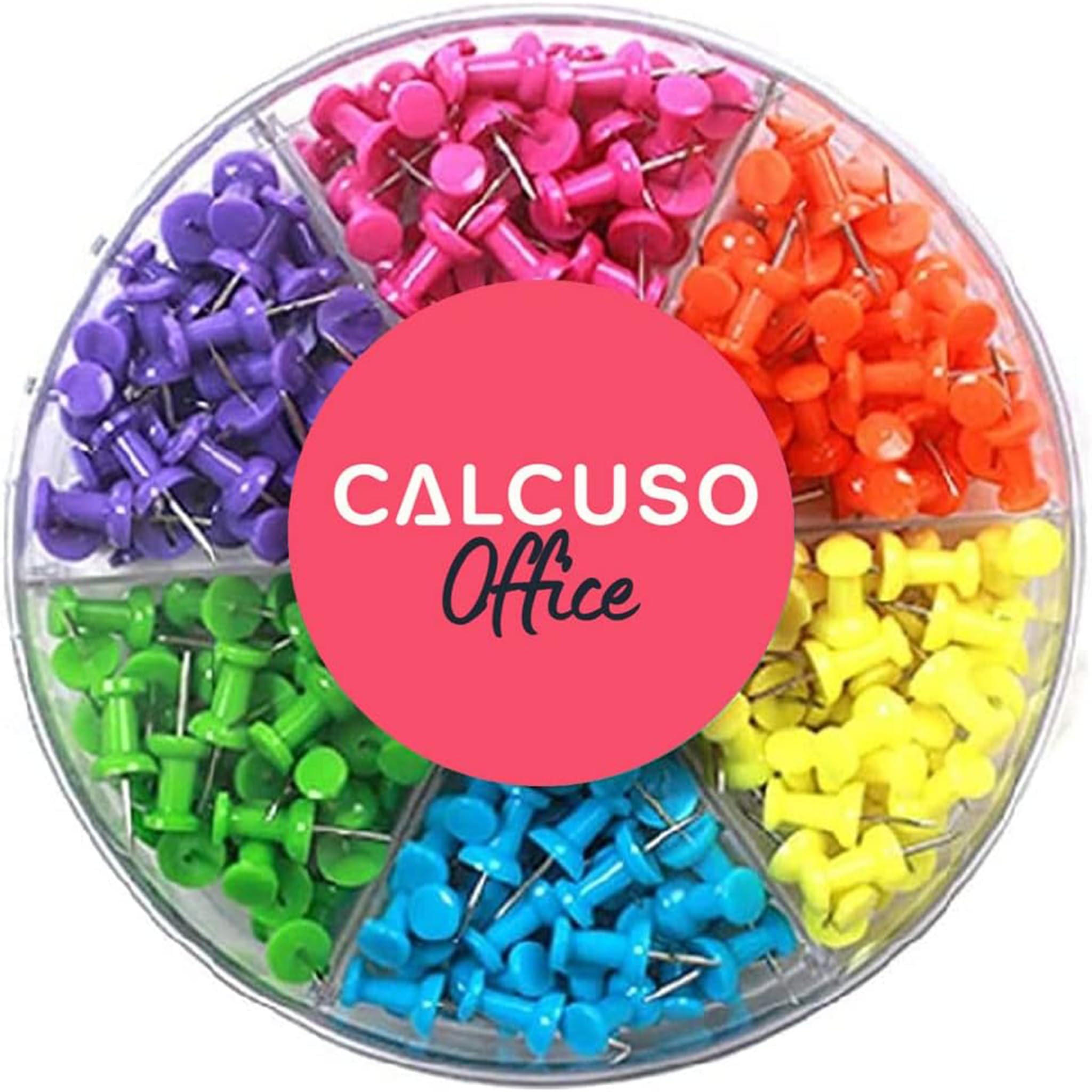CALCUSO Push Pins: Colored push pins/thumbtacks for school/office use, 240 pieces, 6 colors with 40 pieces each