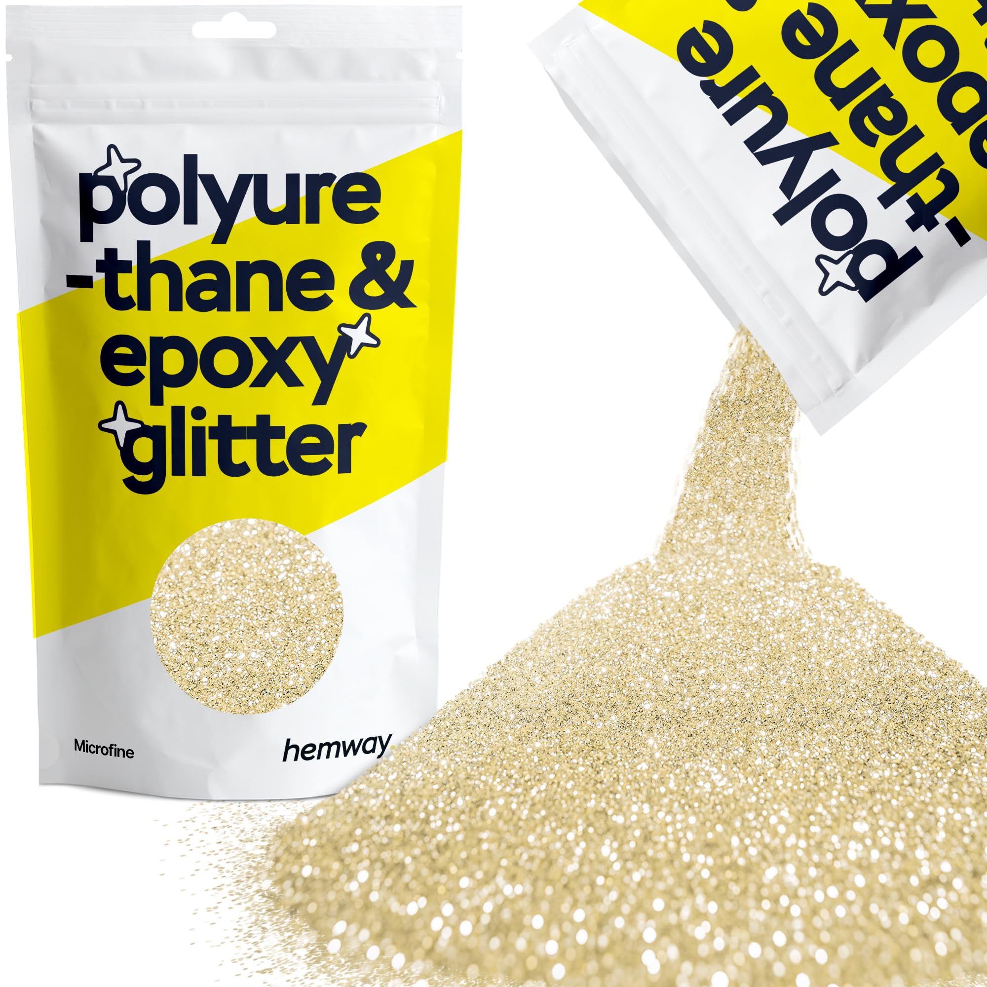 Hemway Resin Glitter Champagne Gold 100g Microfine | Polyurethane & Epoxy Glitter for Resin Crafts, Tumblers, Coasters, Floor & Table Art