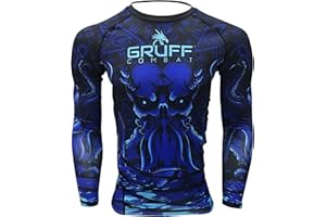 Gruff Combat BJJ Rash Guards Grappling MMA Jiu Jitsu No Gi UFC Shirt Fight Wear, Long Sleeves.