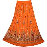 Radhykrishnafashions Women's Tie Dye Yoga Trend Sequined Crinkle Broomstick Gypsy Long Skirt