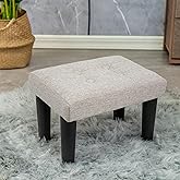 CAROLMADE Ottoman Foot Rest, Linen Small Ottoman Foot Stool with Legs Modern Footstool Ottomans for Living Room Entryway Offi