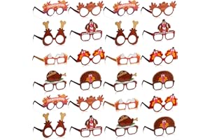 JOYIN 24 Pcs Thanksgiving Turkey Eyeglasses Frame Pumpkin Maple Leaves Photo Props for Kids (One Size Fits All)