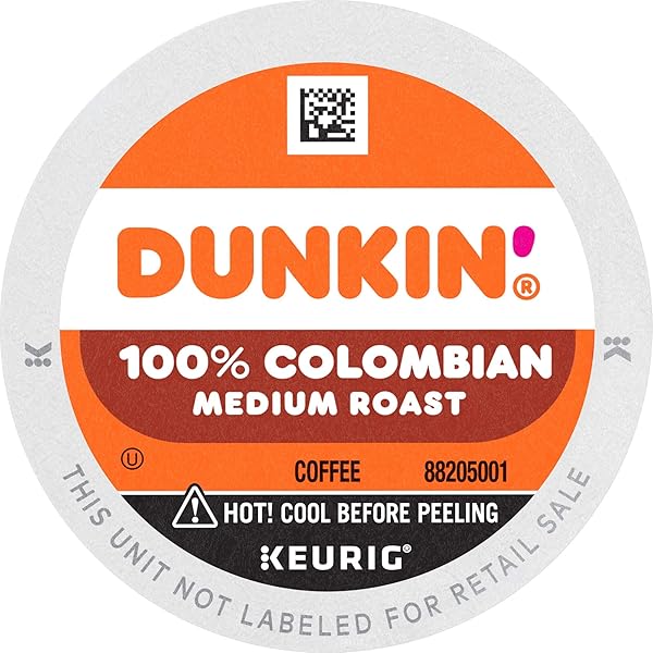 DUNKIN’ 100% COLOMBIAN MEDIUM ROAST COFFEE, 10 KEURIG K-CUP PODS