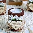 10 Piece Set of Wooden Tealight Candle Holders, Wedding Favors for Guests,Party Candle Favors, Guest Return Favors, Bridal Shower Favors for Guests.(Dark Brown)
