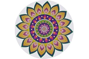 PARIJAT HANDICRAFT Rangoli Floor Sticker Vinyl Home Decoration Rangoli Traditional Indian Diwali Decorations for Entrance Décor and Gift, Return Gift, Wall, Window, Table Decal, Diwali Rangoli Stickers for Floor.