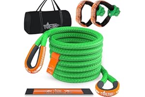 VOETIR 1-1/8'' x 20ft Kinetic Recovery Rope, 40980lbs Tow Strap Heavy Duty with 2 Soft Shackles, Offroad Recovery Kit Towing Strap for Trucks, Jeep, Vehicle, UTV, ATV, SUV