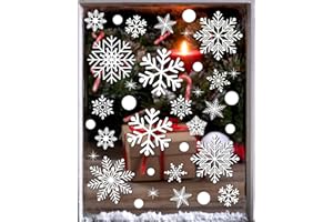 JCFIRE 152Pcs Snowflake Window Clings Stickers, 8 Sheets Larger Christmas Window Clings, Christmas Decorations, Holiday Party Decor Xmas Decorations for Home School