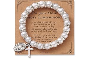 Korotho First Communion Confirmation Baptism Gifts for Girls Boys, Cross Bracelets for Her Him Christian Religious Gift Christening Communion Jewelry Favor for Goddaughter Daughter Son