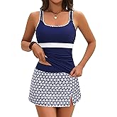 BMJL Women's Tankini Swimsuits Tummy Control Two Piece Bathing Suit Modest Swim Skirt Color Block Swim Suits 2026