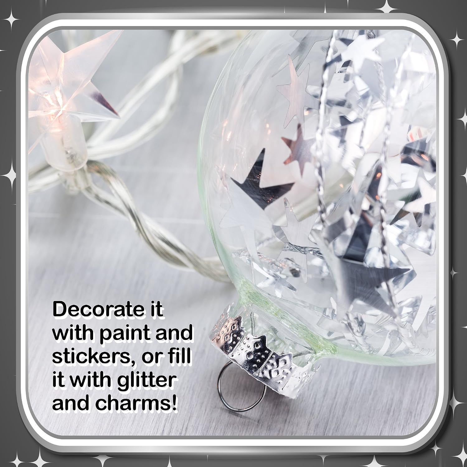 THE TWIDDLERS 15 Pack Christmas Fillable Clear Plastic Baubles, 6cm / 2.5", Xmas Tree Transparent Ornaments to Fill & Design - Image 4