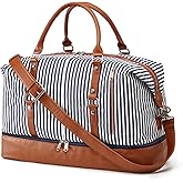 S-ZONE 21" Weekender Bags for Women 50L Canvas Overnight Weekend Bag with Shoe Compartment