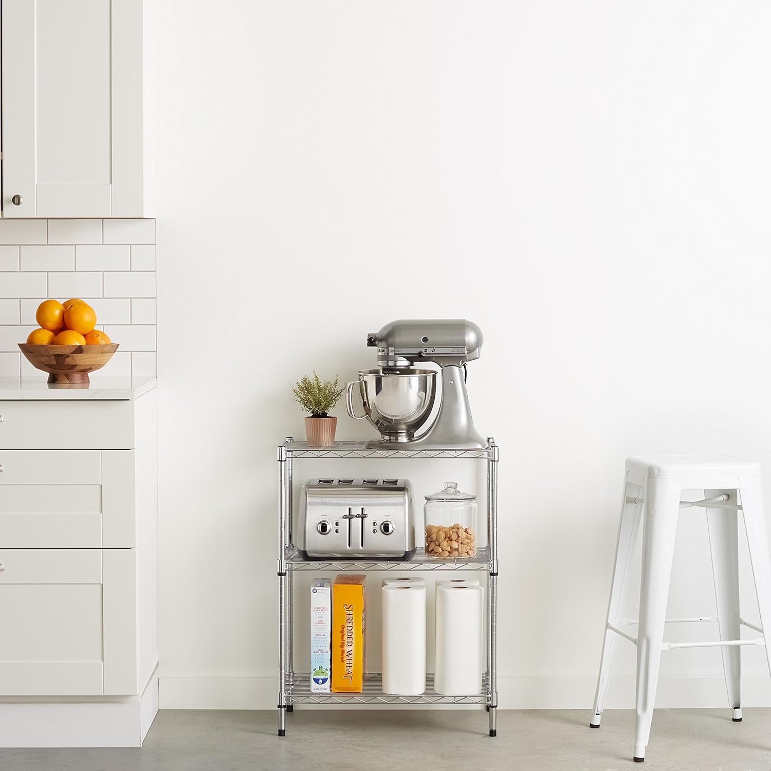 AmazonBasics 3Shelf Shelving Unit Chrome 841710155310 eBay