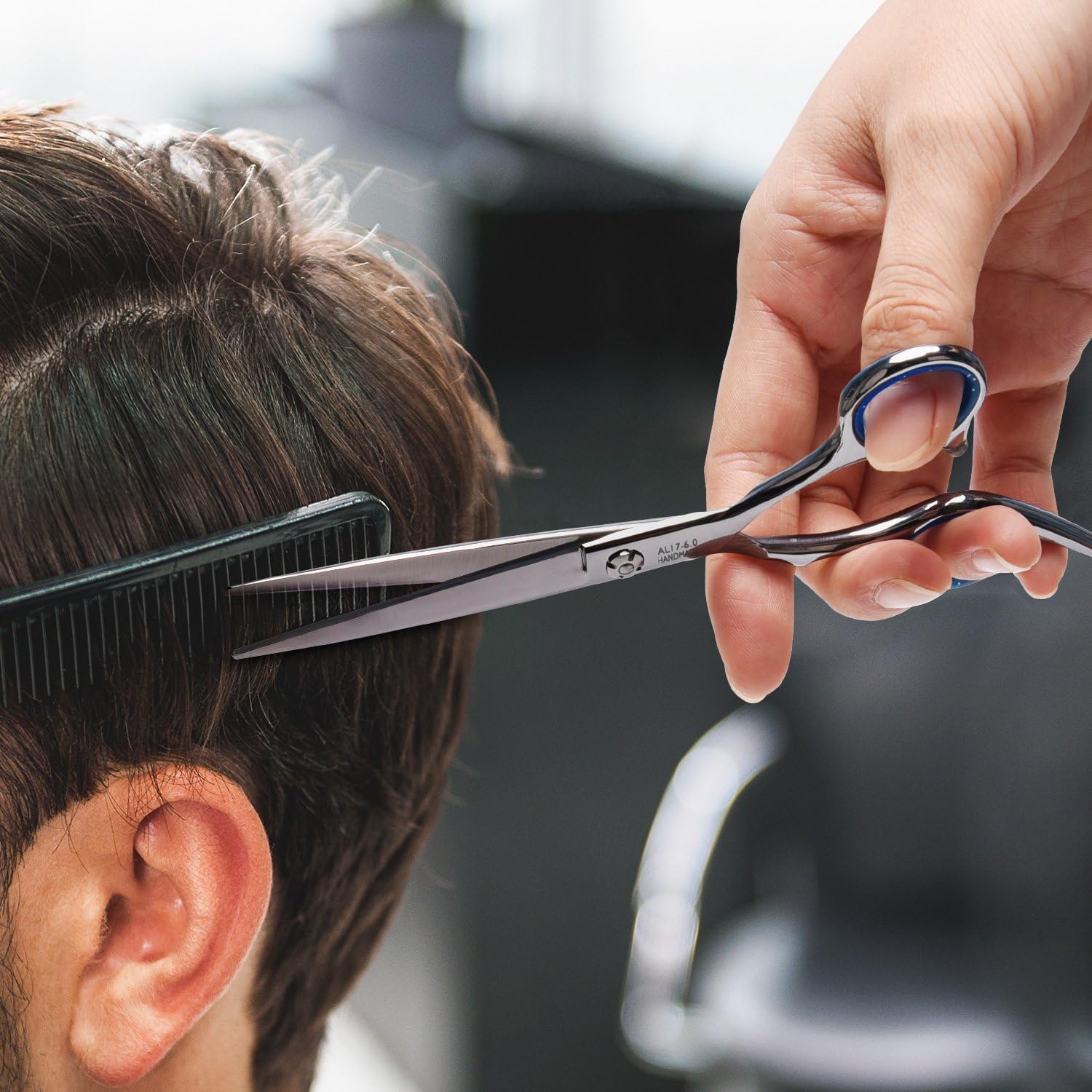 Hair Cutting Scissors Shears Professional Barber ULG 6.5 inch Hairdressing Regular Scissor Salon Razor Edge Hair Cutting Shear Japanese Stainless Steel with Detachable Finger Inserts: Home Improvement
