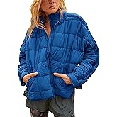 Freyhem Quilted Puffer Jacket Women Lightweight Short Zip Up Padded Coat with Pockets