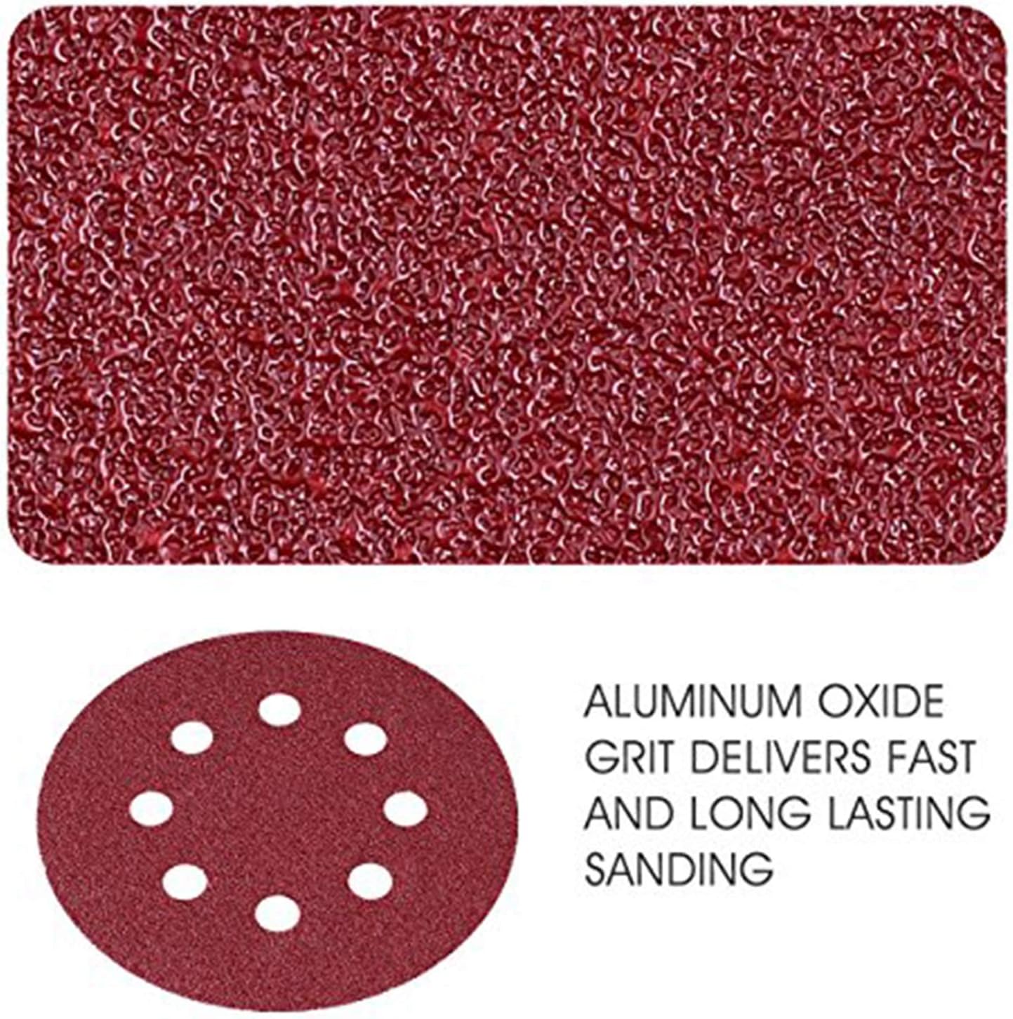 5-Inch 8-Hole Hook and Loop Sanding Discs, 40/80/120/240/320/600/800 Assorted Grits Sandpaper - Pack of 70 - - 