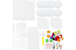Allazone 59 PCS Mesh Plastic Canvas Sheets Kit Including 24 PCS Clear Plastic Canvas, 12 Color Acrylic Yarn for DIY Crafts Embroidery Cross Stitch, Acrylic Yarn Crafting, Knit and Crochet Projects