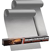 Oven Liners for Bottom of Oven - 2 Pack Large Heavy Duty Oven Mats, 17"x 25" Reusable Matt Liner for Electric, Gas, Toaster Ovens & Grills, BPA & PFOA Free, Kitchen Essentials, Silver