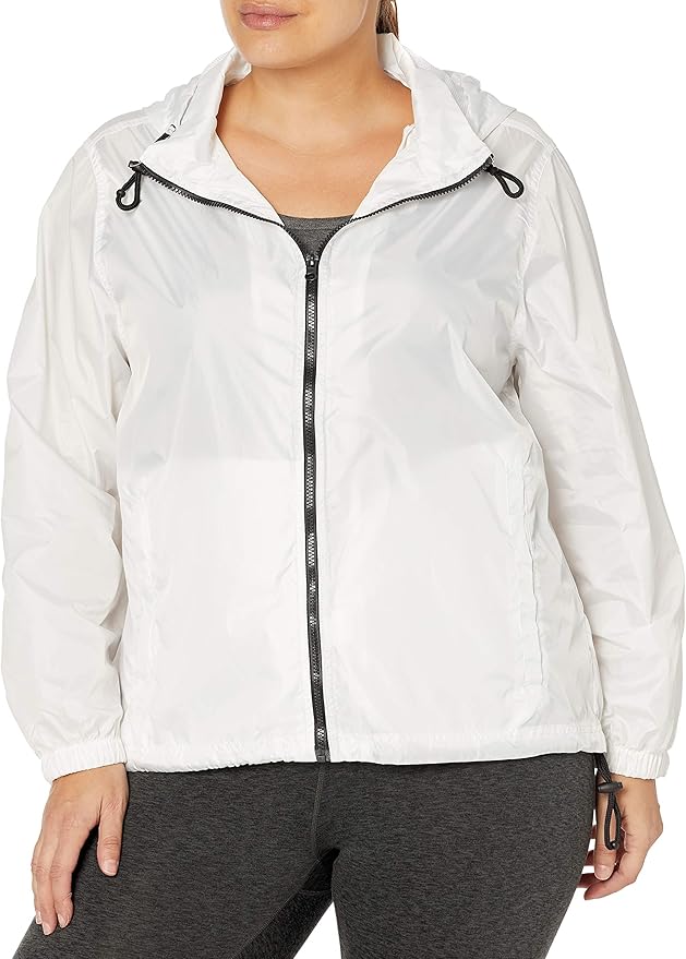 Big Chill Women's Lightweight Waterproof Packable Active Rain Jacket, White, 3X Amazon.ca