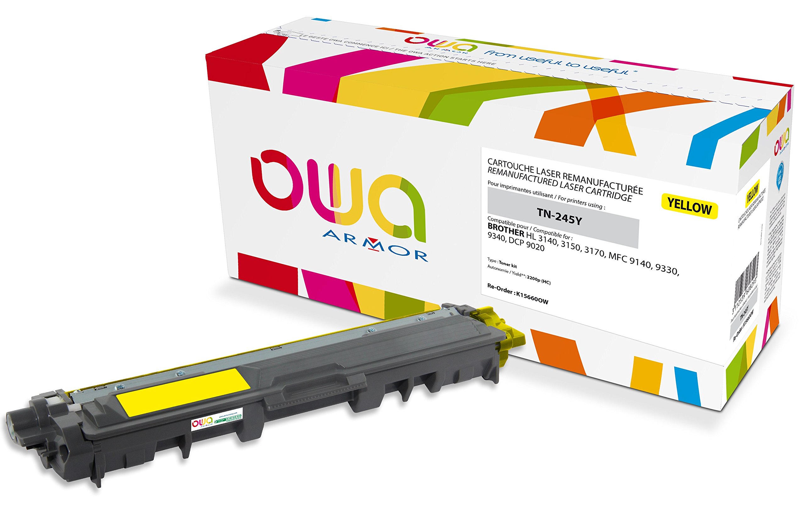 Armor tn-246y/Tn-245Y Yellow Remanufactured Laser Toner Cartridge Compatible with Brother DCP