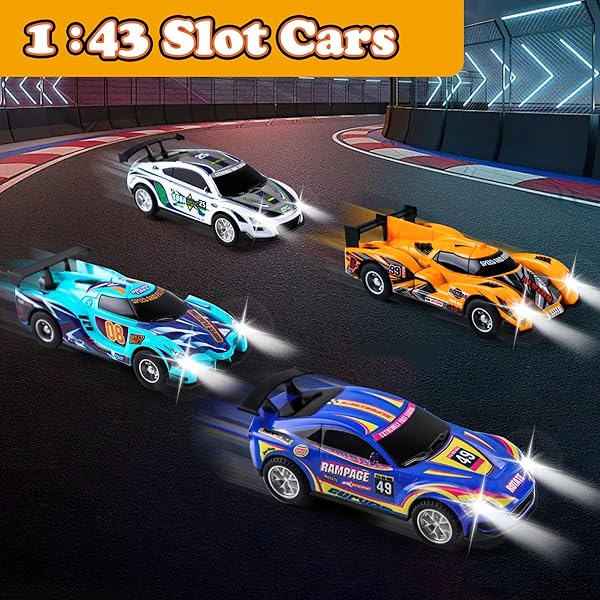 SLOT CAR RACE TRACK SETS FOR KIDS -30FT ELECTRIC RACE CAR TRACK WITH 4 SLOT CARS(1:43), LAP COUNTER, DUAL RACING GAME &MULTIPLE TYPES OF TRACKS – CHRISTMAS, BIRTHDAY GIFT TOYS FOR AGES 8-13