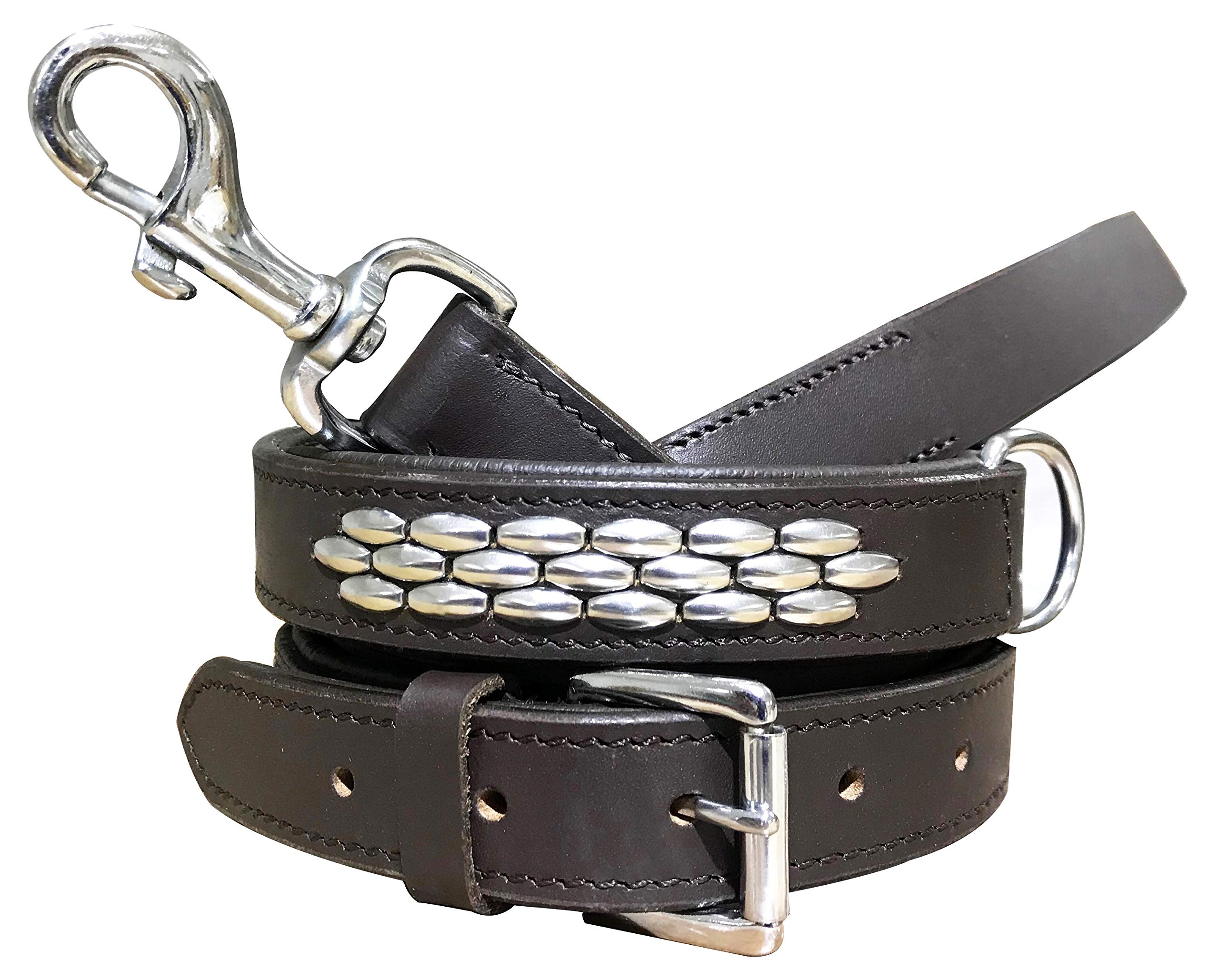 BRADLEY CROMPTON Genuine Leather Matching Pair Dog Collar and Lead Set M