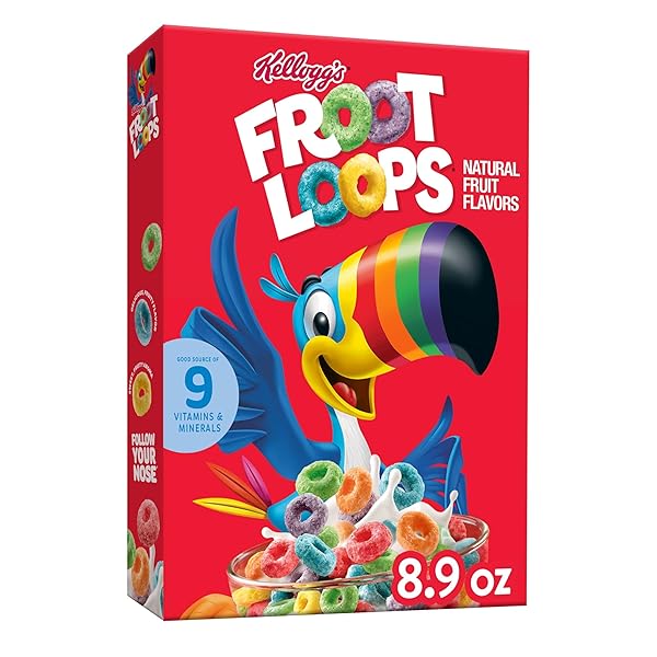KELLOGG’S FROOT LOOPS BREAKFAST CEREAL, KIDS CEREAL, ORIGINAL, 8.9OZ BOX (1 BOX)