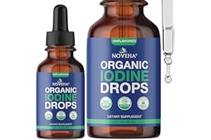 NOVEHA Iodine Drops | Organic Potassium Iodide Supplement | Daily Support for Thyroid Function & Wellness | 250 mcg per Servi