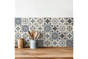 meihea Tile Stickers 30 pcs 4x4inch Wall Stencils Wall Stickers Peel and Stick Easy Application – Ideal for Bathroom, Kitchen