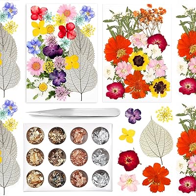 Buy Jiayiqi 47 Pcs Natural Dried Pressed Flowers Leaves Colorful Real Pressed Flowers Kits With Metallic Foil Flakes And Tweezers For Resin Arts Crafts Diy Nail Arts Jewelry Art Floral Deco Online