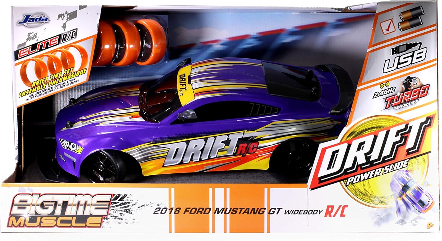 Amazon Com Jada Toys Bigtime Muscle 1 10 18 Ford Mustang Gt Widebody Drift Rc Remote Control Car 2 4 Ghz Toys For Kids And Adults Toys Games