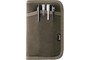 Maxhoo Journal Cover for Field Notes & Moleskine Cahier 3.5 x 5.5, Waxed Canvas Notebook Planner Sketchbook Cover with Zipper Pen Holder (Olive)