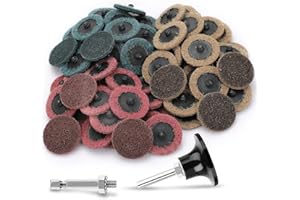 SUNJOYCO 90 PCS 2 Inch Quick Change Sanding Discs, Nylon Surface Conditioning Discs, 1/4 Inch Roll Lock Holder Die Grinder Sa