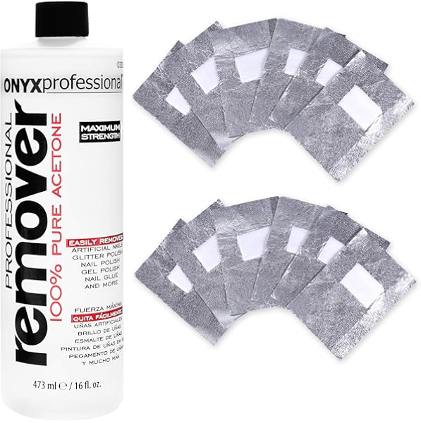 Amazon Com Onyx Professional 100 Acetone Nail Polish Remover Kit Includes 10 Foil Wraps 100 Acetone Nail Polish Remover 16 Ounce Beauty